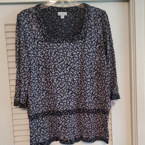 J. Jill Navy Floral Blouse